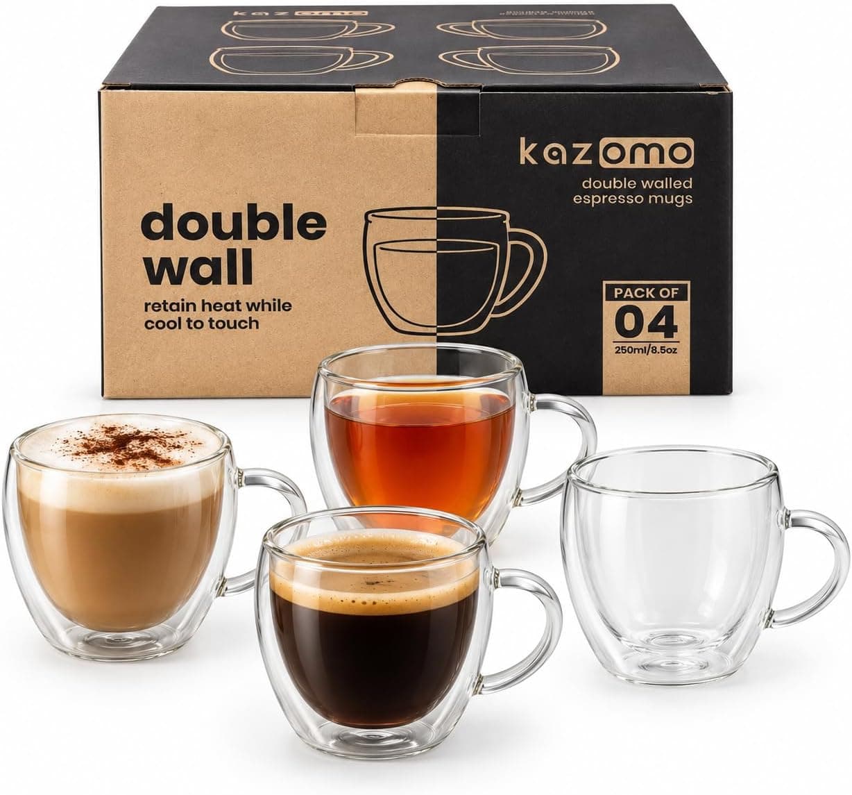Double Walled Coffee Cups with Handle 250ml — listing photo 1