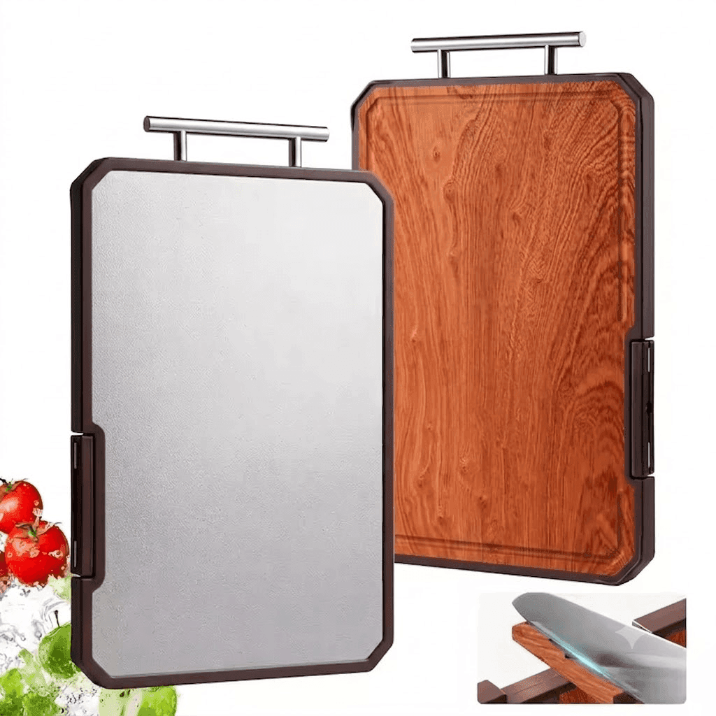 Dual surface cutting board in a modern kitchen