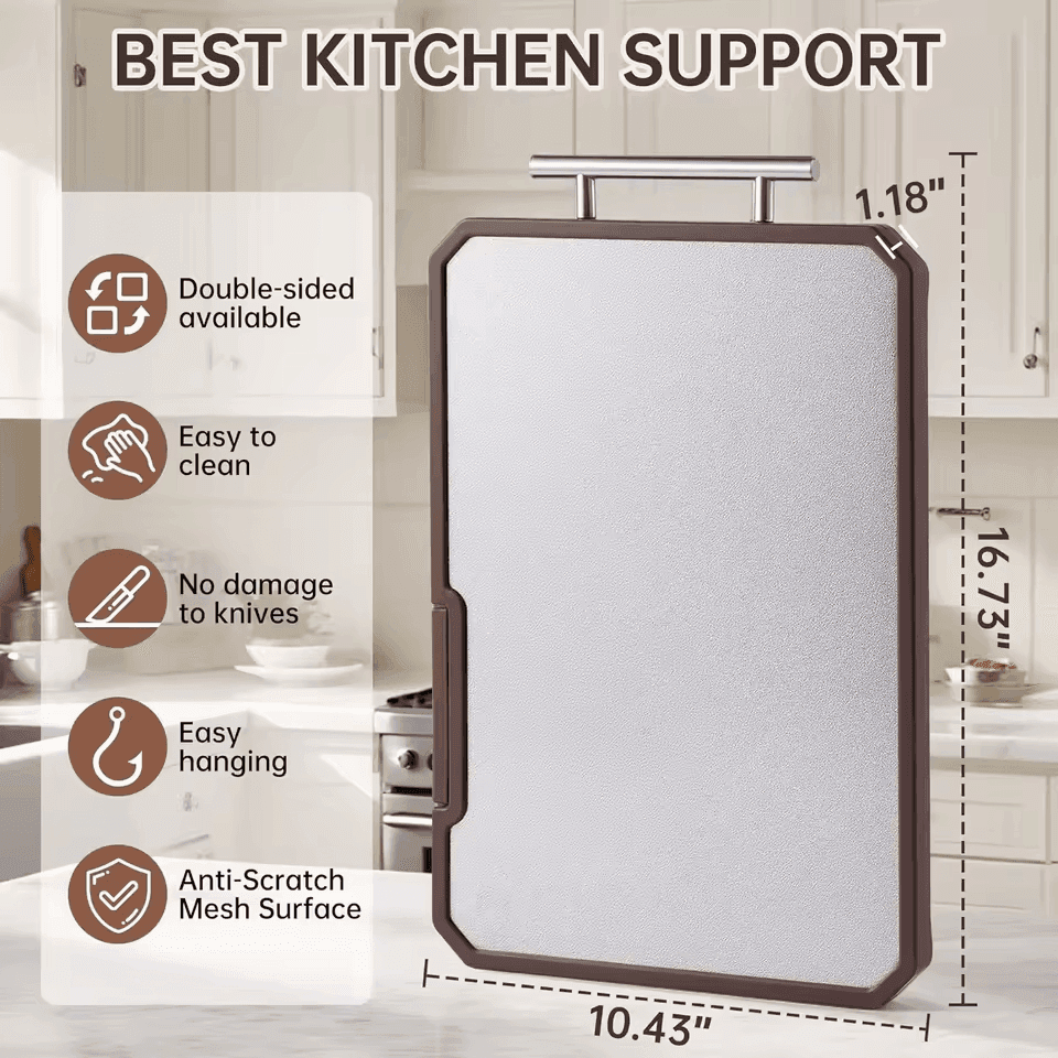 Titanium and Acacia Wood Cutting Board — dual surface detail