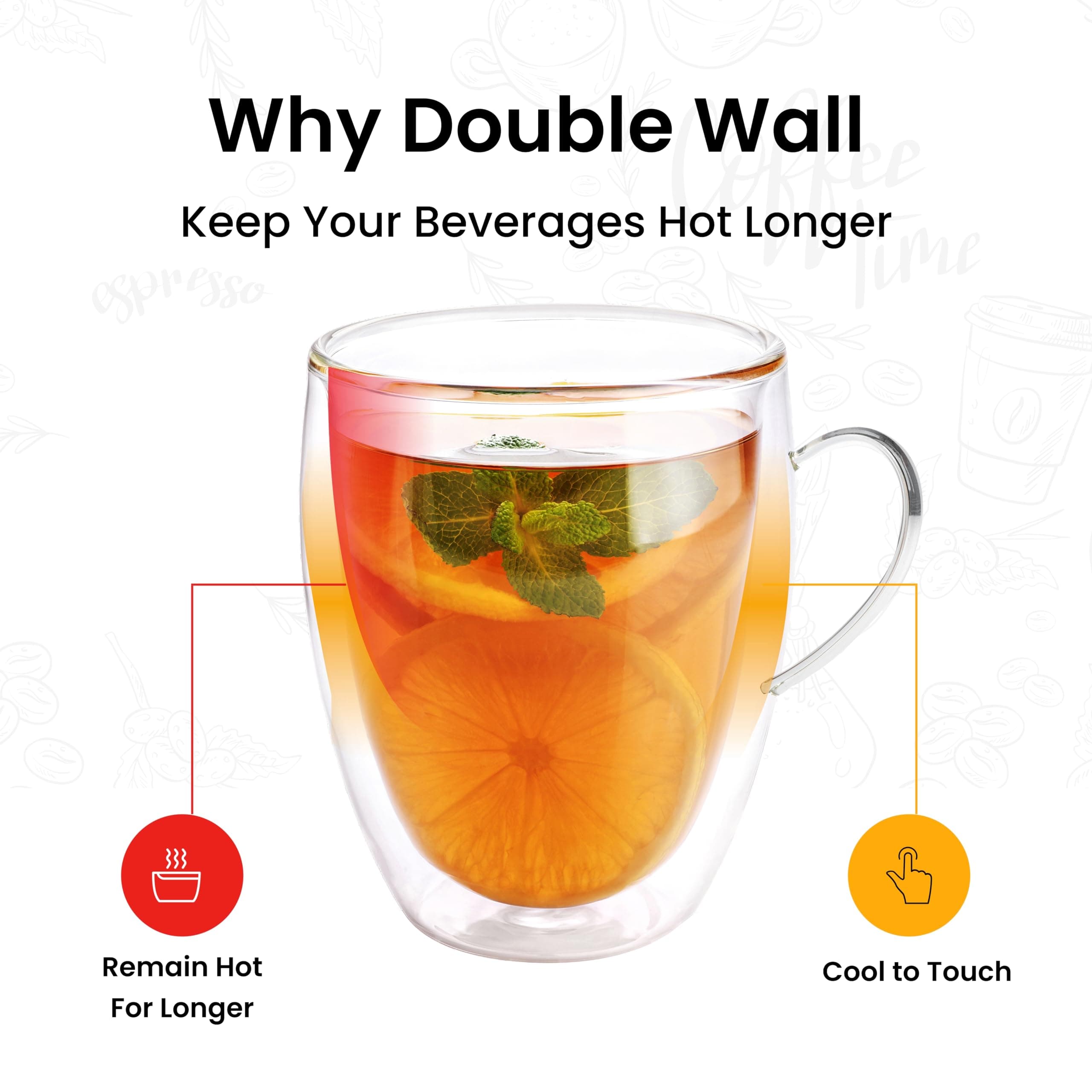 Double Walled Coffee Cups with Handle 350ml — image 2