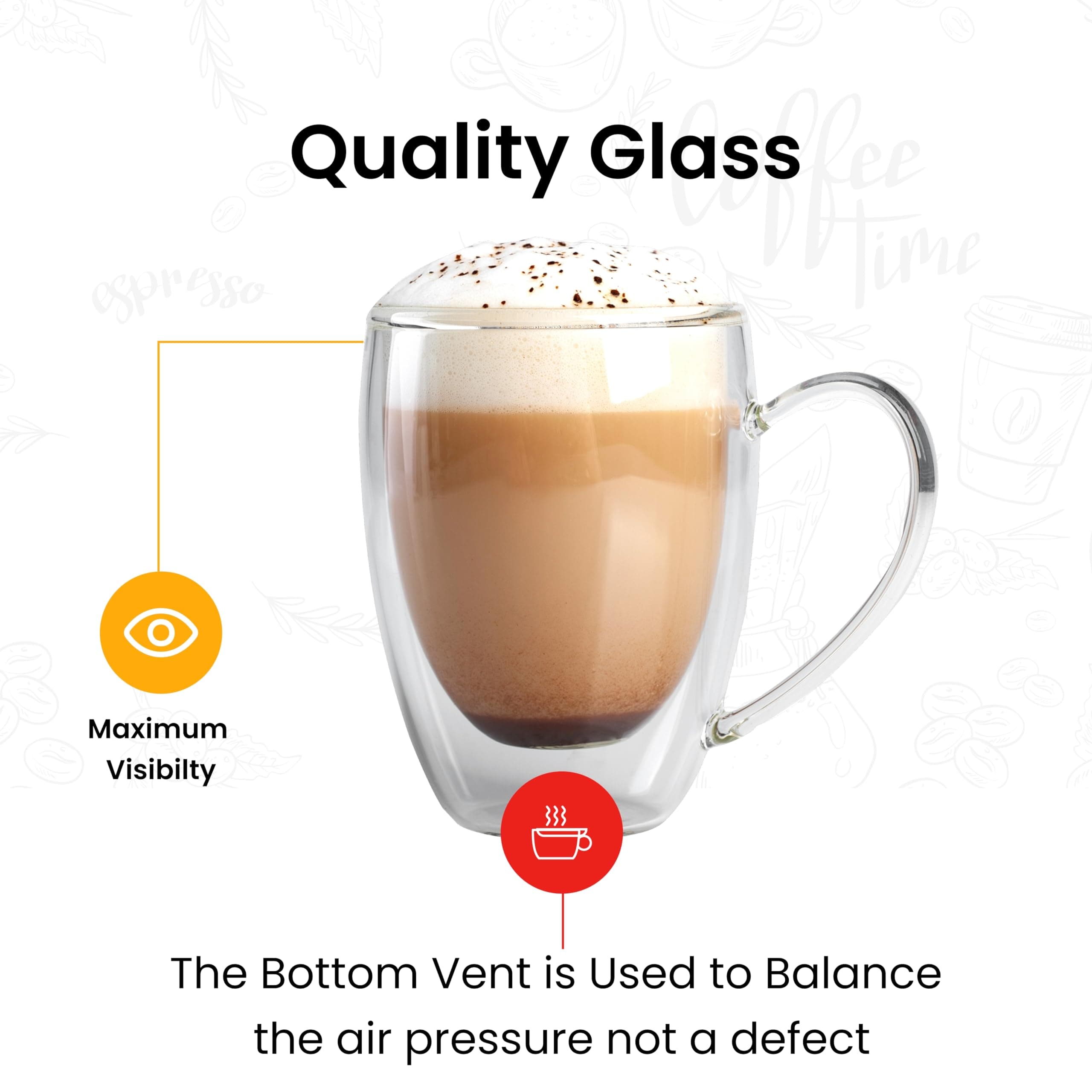 Double Walled Coffee Cups with Handle 350ml — image 3